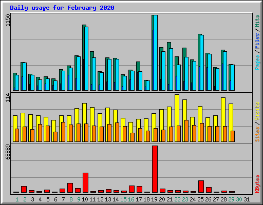 Daily usage for February 2020