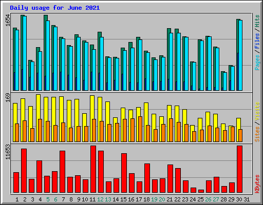 Daily usage for June 2021