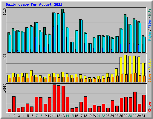 Daily usage for August 2021