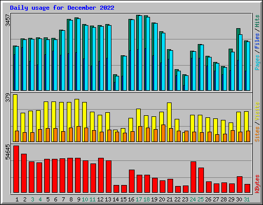 Daily usage for December 2022