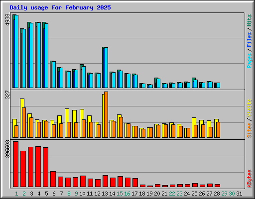 Daily usage for February 2025